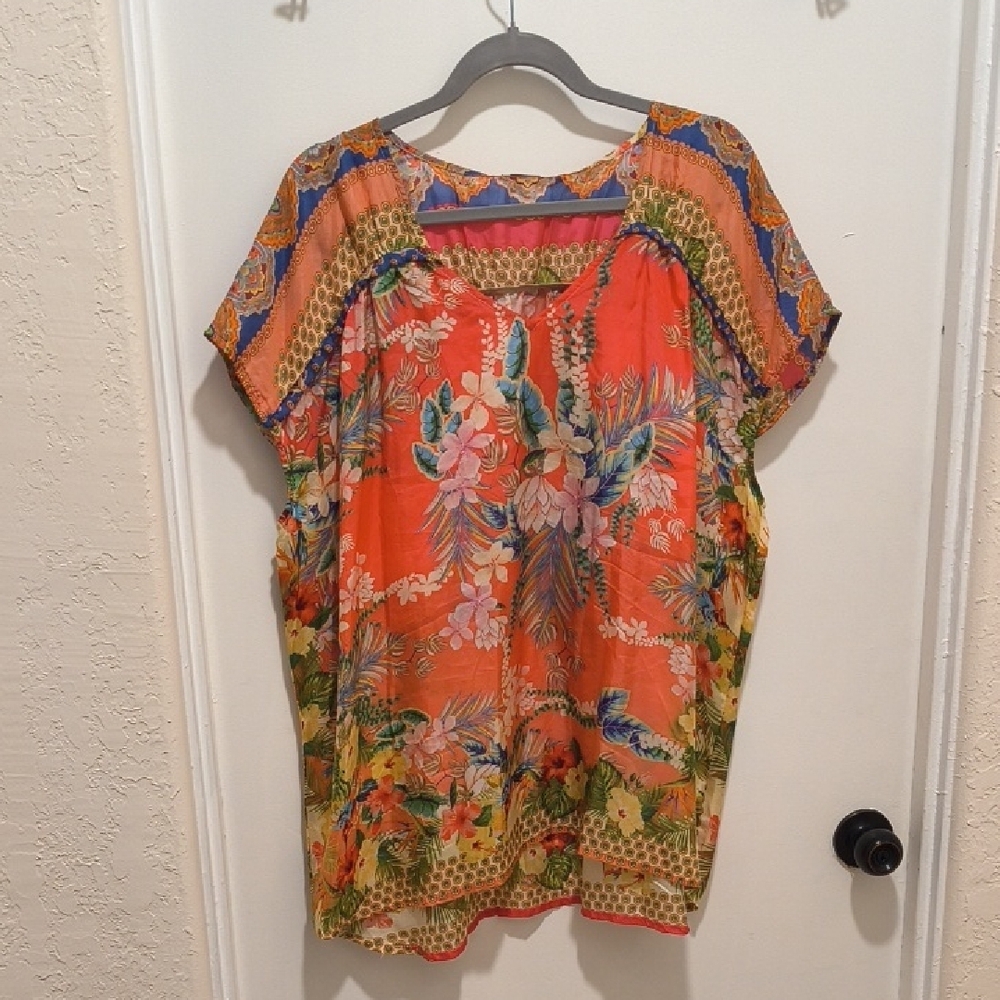 Johnny Was Floral Multicolor Silk Women's Top